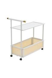 Living and Home 2-Tier Rolling Bamboo Side Table with Side Handle in White - thumbnail 5