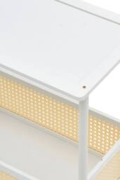 Living and Home 2-Tier Rolling Bamboo Side Table with Side Handle in White - thumbnail 7