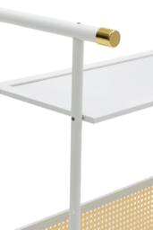 Living and Home 2-Tier Rolling Bamboo Side Table with Side Handle in White - thumbnail 6