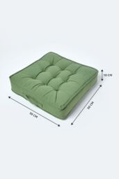 Homescapes Cotton Armchair Booster Cushion in Dark Green - Size: 50 cm x 50 cm - thumbnail 5