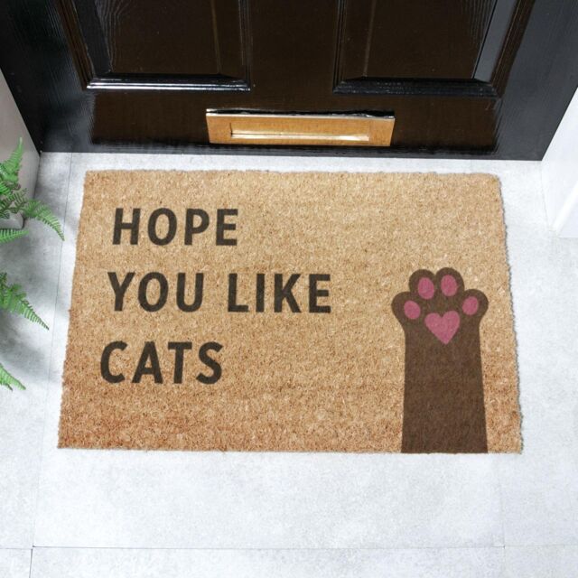 Artsy Mats Hope You Like Cats Doormat (60 x 40cm) in Brown - Size: 40 cm x 60 cm - image 1