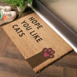 Artsy Mats Hope You Like Cats Doormat (60 x 40cm) in Brown - Size: 40 cm x 60 cm - thumbnail 2
