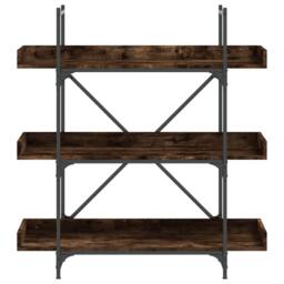 Berkfield Home Decorative Bookcase 3-Tier Smoked Oak 100x33x108.5 cm Engineered Wood in Brown - thumbnail 4
