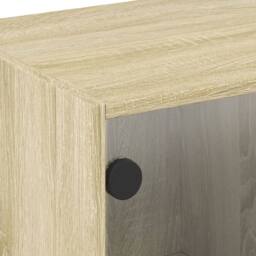 Berkfield Home TV Cabinet with Glass Doors Sonoma Oak 102x37x42 cm in Tan - Size: 102 x 37 x 42 cm - thumbnail 9