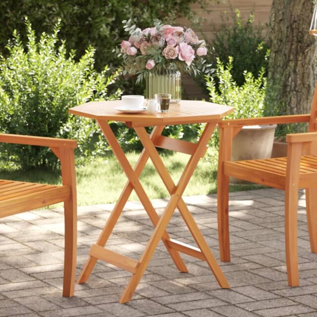 Berkfield Home Folding Garden Table √ò70x75 cm Solid Wood Acacia in Brown - Size: 70x75 cm - image 1