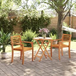 Berkfield Home Folding Garden Table √ò70x75 cm Solid Wood Acacia in Brown - Size: 70x75 cm - thumbnail 3