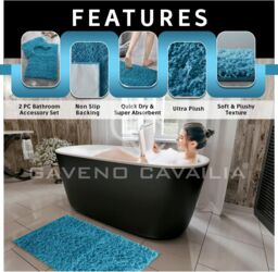 GAVENO CAVAILIA 2 Piece Zero Twist Bath Mat Set in Turquoise - thumbnail 3
