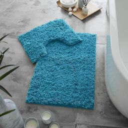 GAVENO CAVAILIA 2 Piece Zero Twist Bath Mat Set in Turquoise