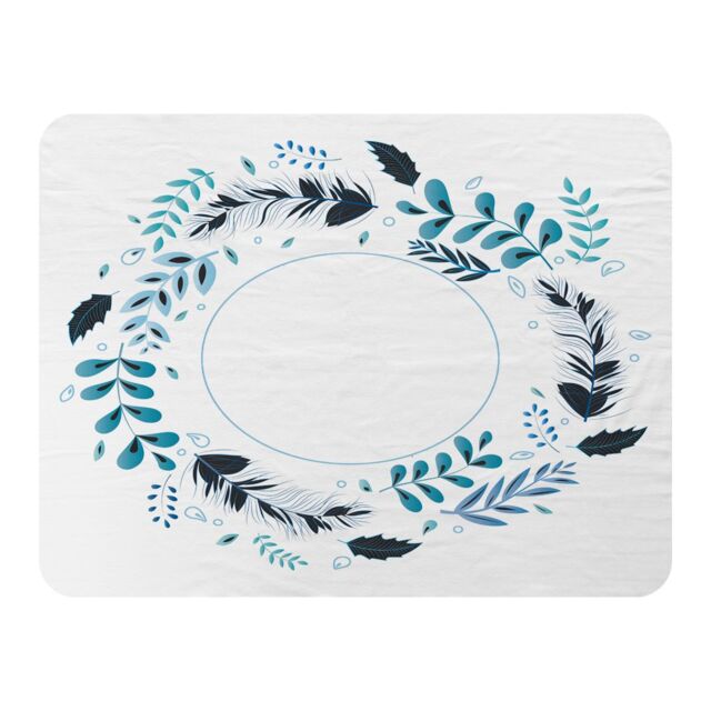 Benjamin Tate Design Blue Leaves Frame Blanket in Natural - Size: 120 cm x 150 cm - image 1