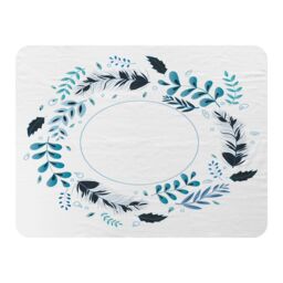 Benjamin Tate Design Blue Leaves Frame Blanket in Natural - Size: 120 cm x 150 cm - thumbnail 1