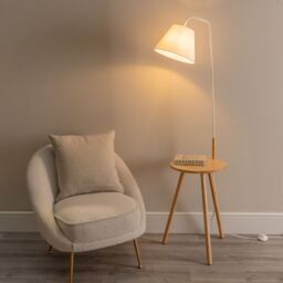 ValueLights Freja White Wood Tripod Floor Lamp - thumbnail 2