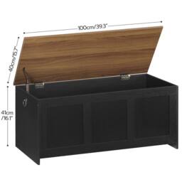 FORGEVIO Storage Chest Trunk Toy ChestBlack Walnut 100 x 40 x 41 cm in Black - Size: 0.6m2 - thumbnail 2