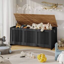 FORGEVIO Storage Chest Trunk Toy ChestBlack Walnut 100 x 40 x 41 cm in Black - Size: 0.6m2 - thumbnail 1
