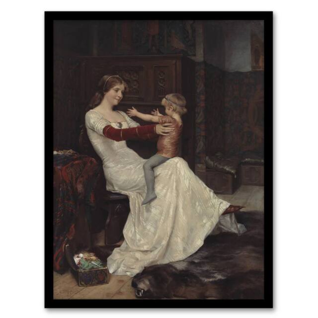 Artery8 Albert Edelfelt Queen Bianca of Namur With Son Framed Wall Art Print - Size: A4 - image 1