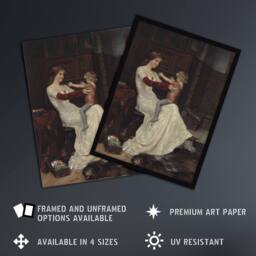 Artery8 Albert Edelfelt Queen Bianca of Namur With Son Framed Wall Art Print - Size: A4 - thumbnail 2