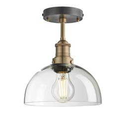 Industville Brooklyn Glass Dome Flush Mount - 8 Inch - Clear in Metallic Gold - Size: 8 inches - thumbnail 1