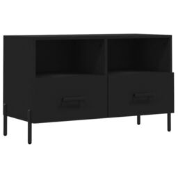 Berkfield Home TV Cabinet Black 80x36x50 cm Engineered Wood - Size: 80 x 36 x 50 cm - thumbnail 2
