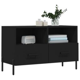 Berkfield Home TV Cabinet Black 80x36x50 cm Engineered Wood - Size: 80 x 36 x 50 cm - thumbnail 3