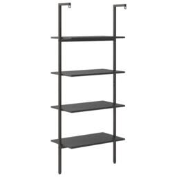 Berkfield Home 4-Tier Leaning Shelf Black 64x35x152.5 cm - thumbnail 5