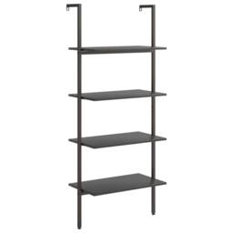 Berkfield Home 4-Tier Leaning Shelf Black 64x35x152.5 cm