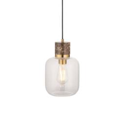Netlighting Travi Slim Pendant Brown Vintage Brass & Glass E27 - thumbnail 1