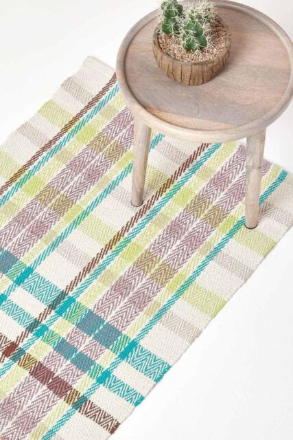 Homescapes Wilson Handwoven Tartan Cotton Hall Runner, 66 x 200 cm - Size: 66 cm x 200 cm - image 1