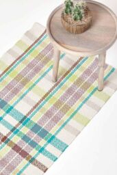 Homescapes Wilson Handwoven Tartan Cotton Hall Runner, 66 x 200 cm - Size: 66 cm x 200 cm - thumbnail 1