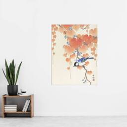 "Artery8 Great Tit On Paulownia Branch Vintage Japan Wall Art Print Koson in Orange - Size: W18"" x H24""" - thumbnail 4