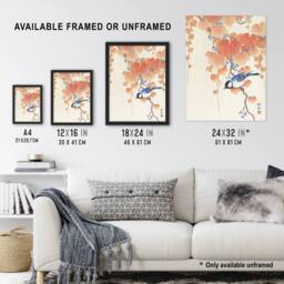 "Artery8 Great Tit On Paulownia Branch Vintage Japan Wall Art Print Koson in Orange - Size: W18"" x H24""" - thumbnail 3