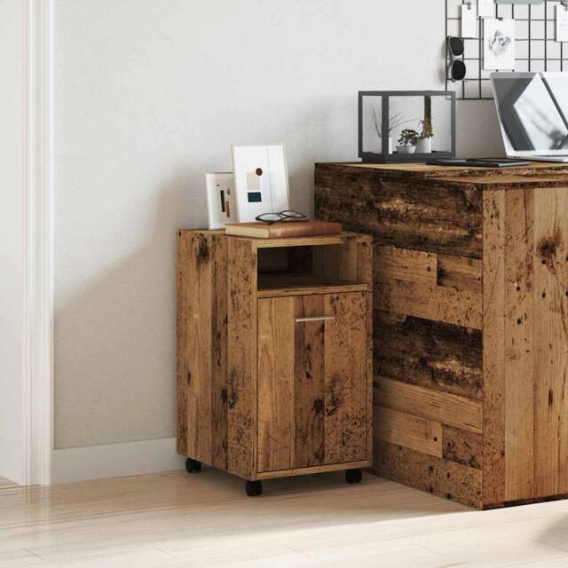 Berkfield Home Classic Cabinet with Wheels Old Wood 33x38x60 cm Engineered Wood in Brown - Size: 33 x 38 x 60 cm - image 1