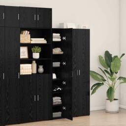 Berkfield Home Highboard Black Oak 30x42.5x185 cm Engineered Wood - thumbnail 4