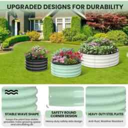 VOGREX 2 PCS Round Raised Garden Bed Kit, Outdoor Raised Planting in Green - thumbnail 3