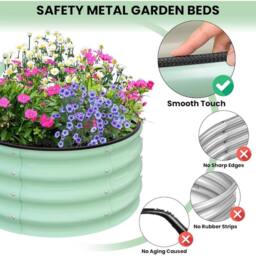 VOGREX 2 PCS Round Raised Garden Bed Kit, Outdoor Raised Planting in Green - thumbnail 4