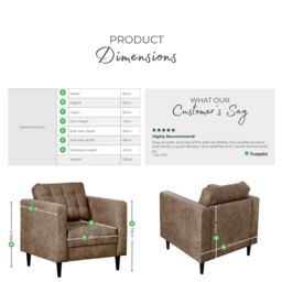 FurnitureboxUK Jade Modern Faux Leather Armchair in Brown - thumbnail 8