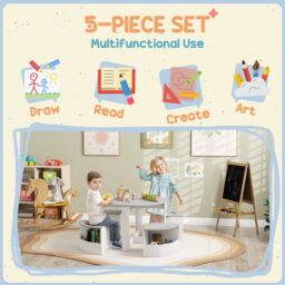 AIYAPLAY Five-Piece Kids Table & Chairs Set with Storage in Grey - Size: 1 Pack - thumbnail 4