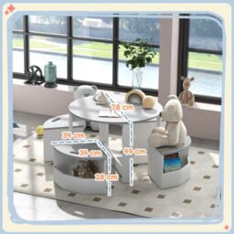 AIYAPLAY Five-Piece Kids Table & Chairs Set with Storage in Grey - Size: 1 Pack - thumbnail 3
