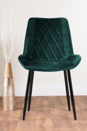 FurnitureboxUK Carson White Marble Effect Square Dining Table & 2 Velvet Pesaro Black Leg Chairs in Green - thumbnail 5