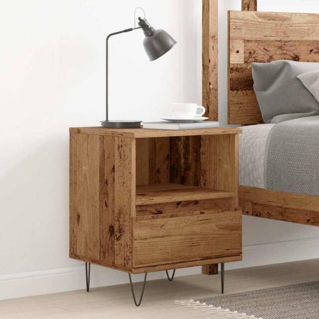 Berkfield Home Modern Bedside Cabinet Old Wood 40x35x50 cm Engineered Wood in Brown - Size: 40 x 35 x 50 cm - image 1