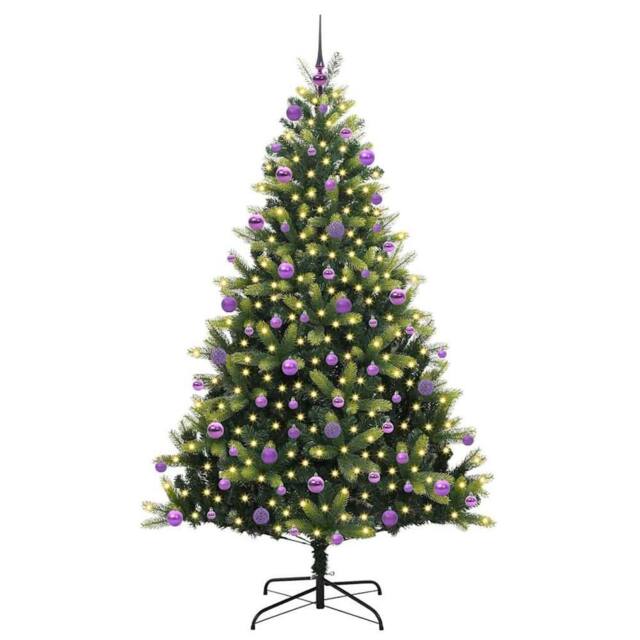 Berkfield Home Realistic Artificial Hinged Christmas Tree 300 LEDs Green 210 cm - image 1