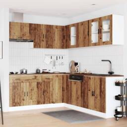 Berkfield Home 11 Piece Kitchen Cabinet Set Porto Old Wood Engineered Wood in Brown - thumbnail 3