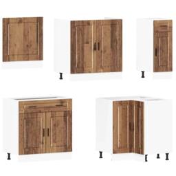 Berkfield Home 11 Piece Kitchen Cabinet Set Porto Old Wood Engineered Wood in Brown - thumbnail 4