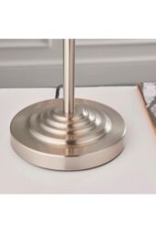 Netlighting Highclere Table Lamp Brushed Chrome Plate Natural Linen Shade in Grey - thumbnail 6