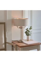 Netlighting Highclere Table Lamp Brushed Chrome Plate Natural Linen Shade in Grey - thumbnail 2