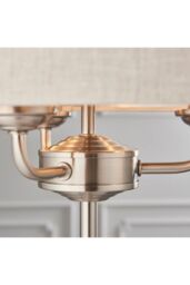 Netlighting Highclere Table Lamp Brushed Chrome Plate Natural Linen Shade in Grey - thumbnail 5