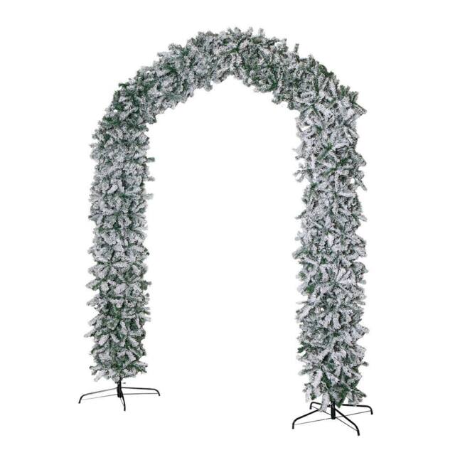 Samuel Alexander 8ft Double Door Snow Flocked Christmas Tree Arch with 2000 Tips in Green - image 1