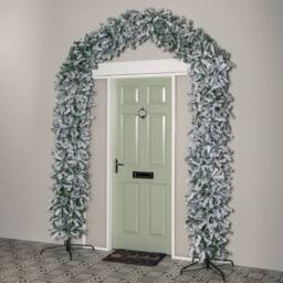 Samuel Alexander 8ft Double Door Snow Flocked Christmas Tree Arch with 2000 Tips in Green - thumbnail 2