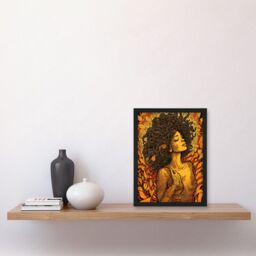 Artery8 I'm an Autumn Amber & Red Modern Illustration Artwork Framed Wall Art Print A4 in Black - thumbnail 2