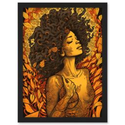 Artery8 I'm an Autumn Amber & Red Modern Illustration Artwork Framed Wall Art Print A4 in Black - thumbnail 1