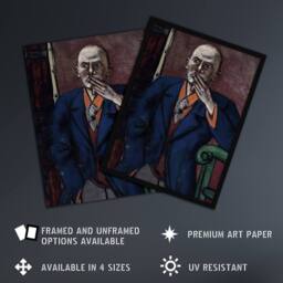 Artery8 1950 Self Portrait With Cigarette Beckmann Framed Wall Art Print - Size: A4 - thumbnail 2