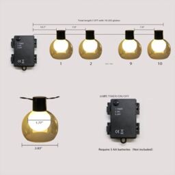 Bright Zeal 10-Ball Timer String Lights, Atmosphere Decorative Lights in Black - thumbnail 3